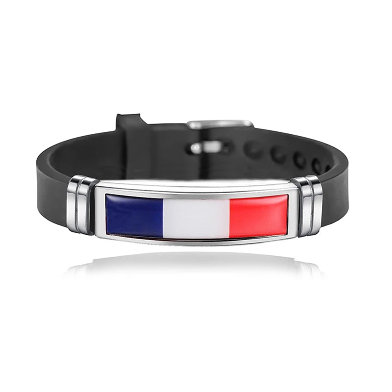 National Flag Bracelet USA France Canada Flags Bangle Adjustable Silicone Sports Bracelets Wristband For Men Jewelry