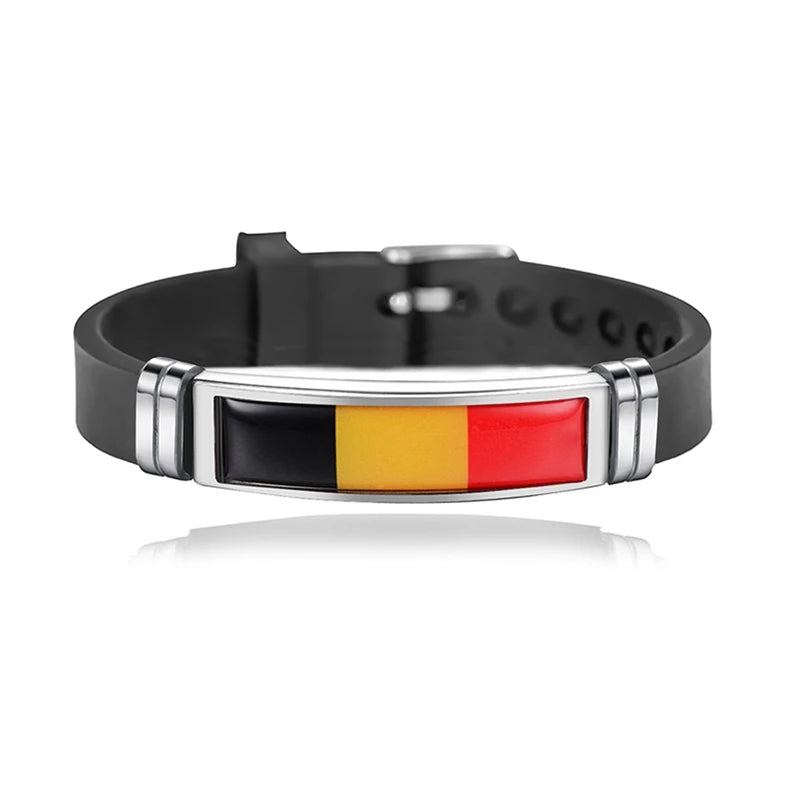 National Flag Bracelet USA France Canada Flags Bangle Adjustable Silicone Sports Bracelets Wristband For Men Jewelry