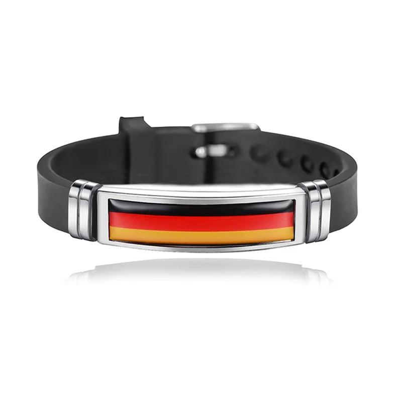 National Flag Bracelet USA France Canada Flags Bangle Adjustable Silicone Sports Bracelets Wristband For Men Jewelry