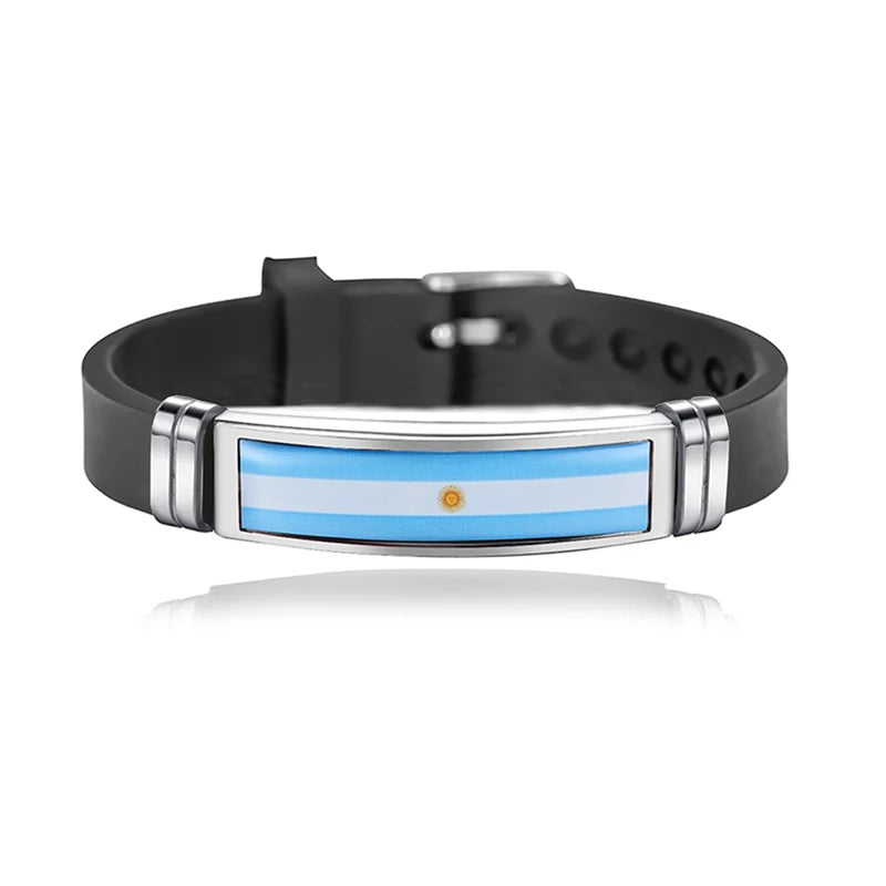 National Flag Bracelet USA France Canada Flags Bangle Adjustable Silicone Sports Bracelets Wristband For Men Jewelry