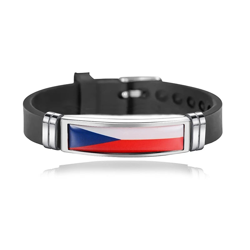 National Flag Bracelet USA France Canada Flags Bangle Adjustable Silicone Sports Bracelets Wristband For Men Jewelry