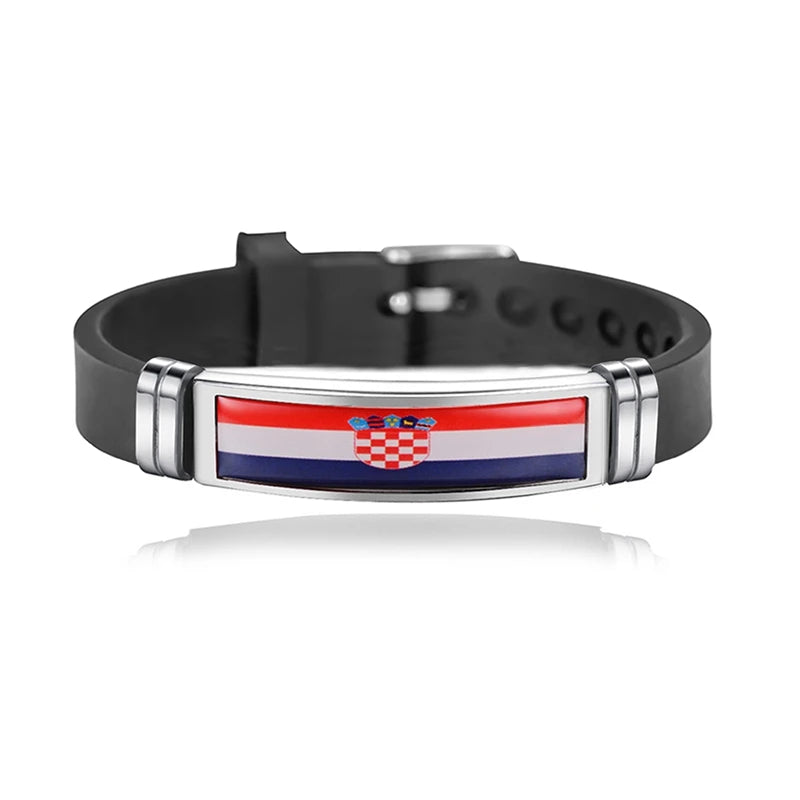 National Flag Bracelet USA France Canada Flags Bangle Adjustable Silicone Sports Bracelets Wristband For Men Jewelry