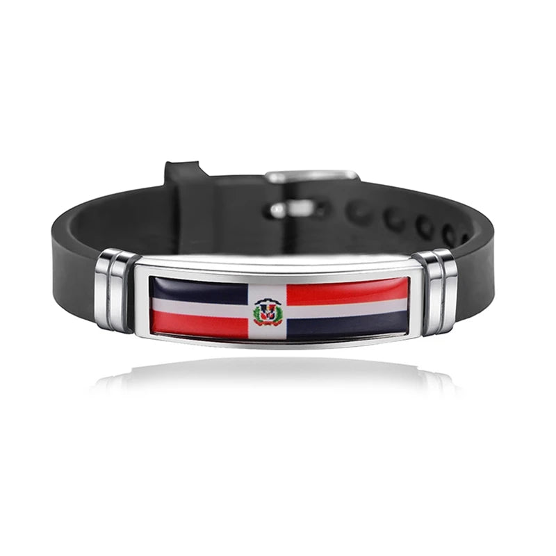 National Flag Bracelet USA France Canada Flags Bangle Adjustable Silicone Sports Bracelets Wristband For Men Jewelry