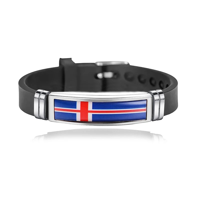 National Flag Bracelet USA France Canada Flags Bangle Adjustable Silicone Sports Bracelets Wristband For Men Jewelry