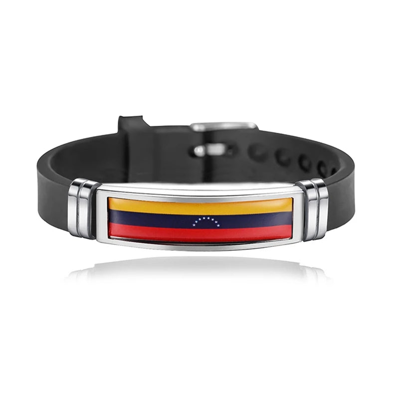 National Flag Bracelet USA France Canada Flags Bangle Adjustable Silicone Sports Bracelets Wristband For Men Jewelry
