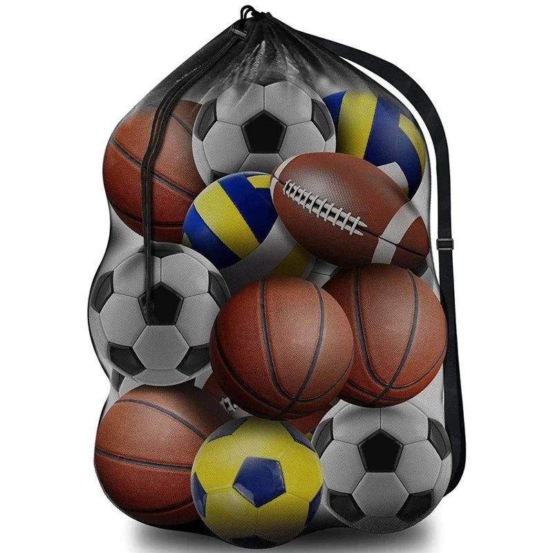Extra Large Mesh Sports Ball Bag Drawstring Backpack with Zipper Pocket for Soccer Basketball Volleyball Football Gym Training T