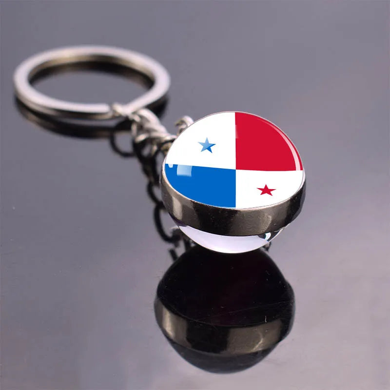 North American Countries Flag Keychains Glass Ball Keyring United States Mexico Canada Country National Flag Jewelry Key Chains