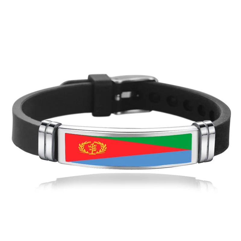 National Flag Bracelet USA France Canada Flags Bangle Adjustable Silicone Sports Bracelets Wristband For Men Jewelry