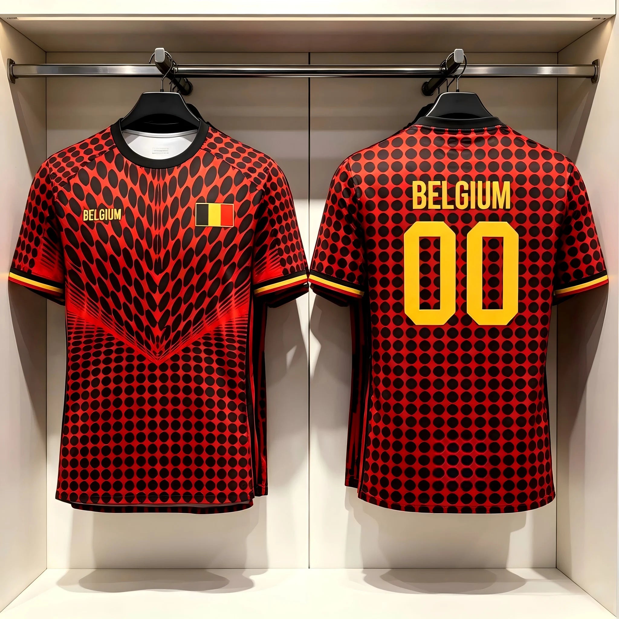 2026 New Bel Flag Print Soccer Jersey Summer Men's Quick-Drying Breathable Soccer Training T-shirt Unisex Casual Sports Tops