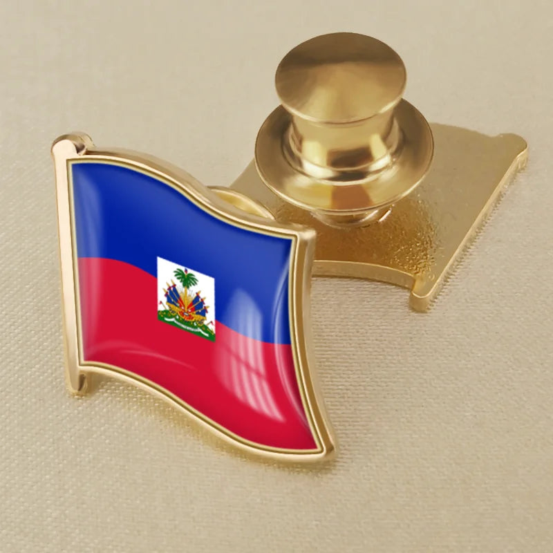 Haiti Haitians Map Flag National Emblem National Flower Brooches Badges Lapel Pins