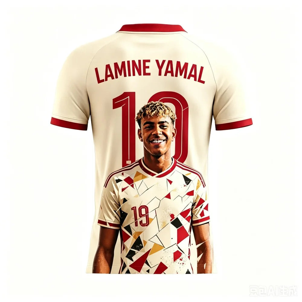 Summer 3D Yamal Print Pattern Children's Outfit Football Jersey T-shirt - Quick-drying and Breathable Suitable for Outdoor Wear