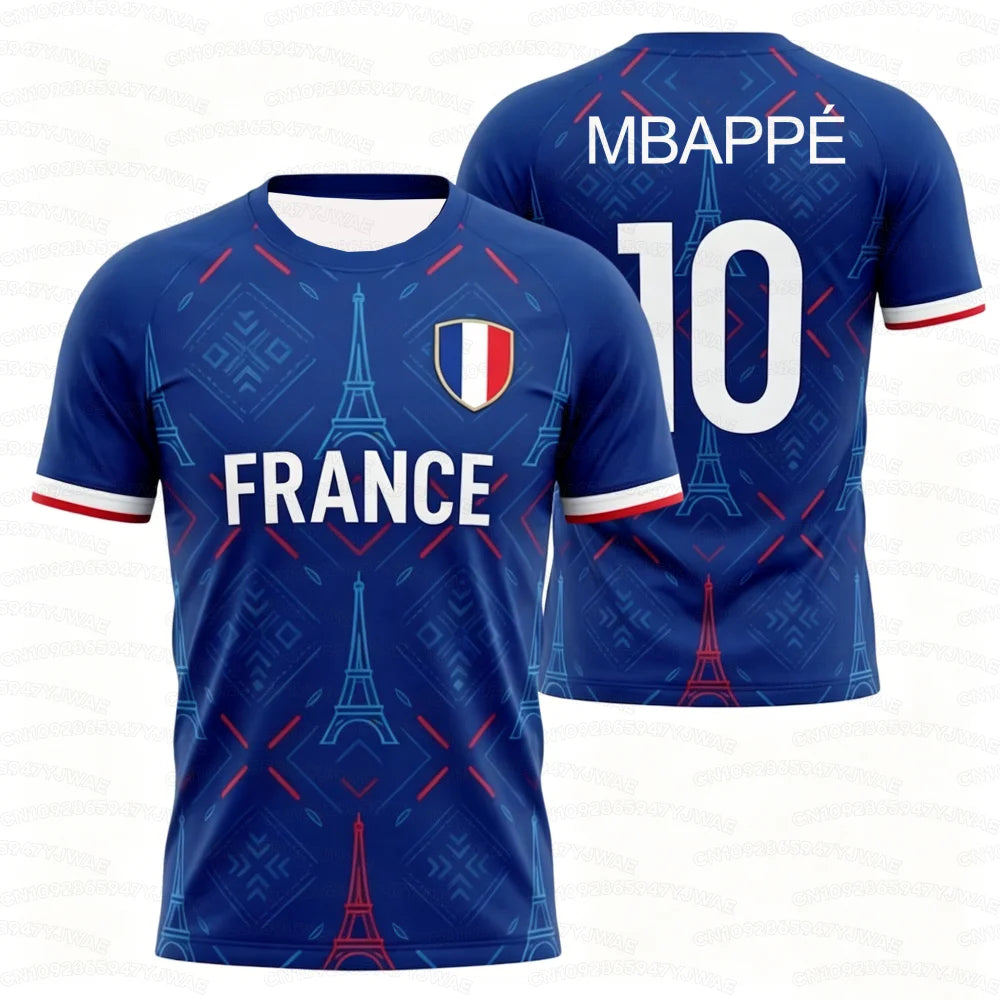 2026 Summer Men's & Women's Matching French Football Jersey Outdoor Training Quick-Dry Breathable Sports T-Shirt Football Fan