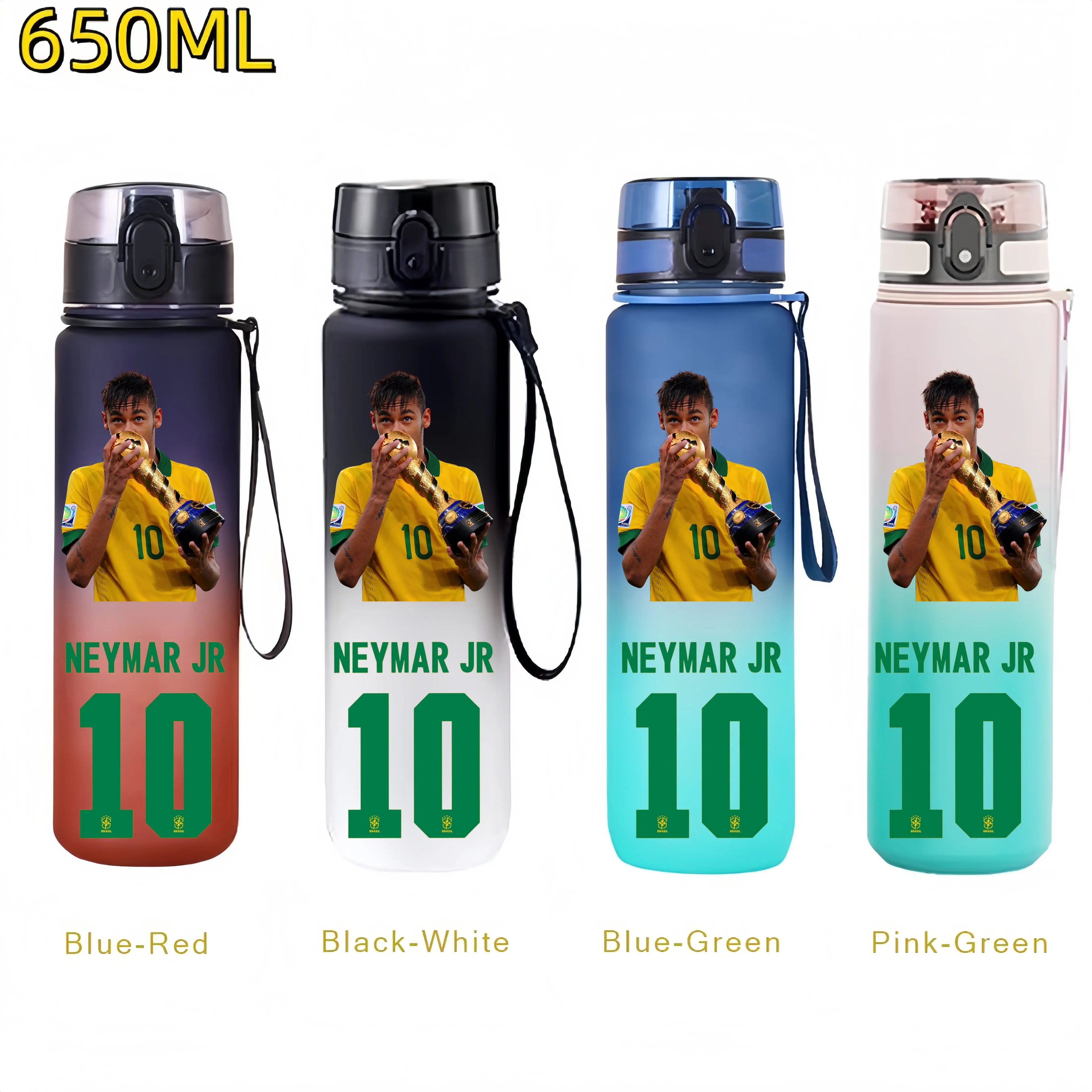 650MLRonaldo Messi Mbappé Sports Water Bottle Bulbasaur Squirtle Drinking Bottles Travel Cycling Hiking Exercise Gym Jugs