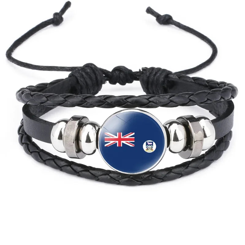 2024 South American Flag Bracelet for Men Venezuela Chile Argentina Bolivia Colombia Peru Brazil Charm Leather Multilayer Bangle