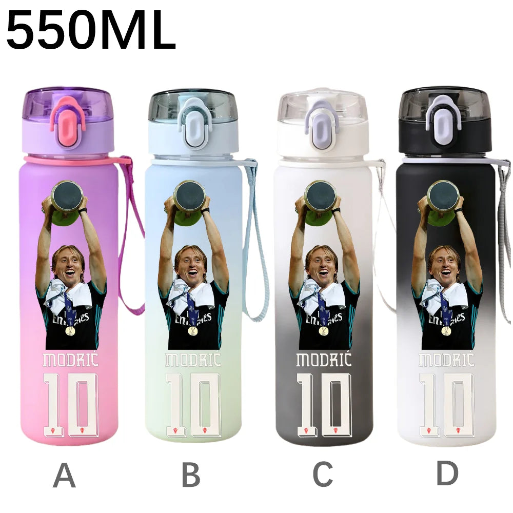 550ML Sports Water Bottle Ronaldo Messi Mbappé Plastic Cup Flip Cover Drinking Bottle With Portable Rope Tea Cup Fans Gifts
