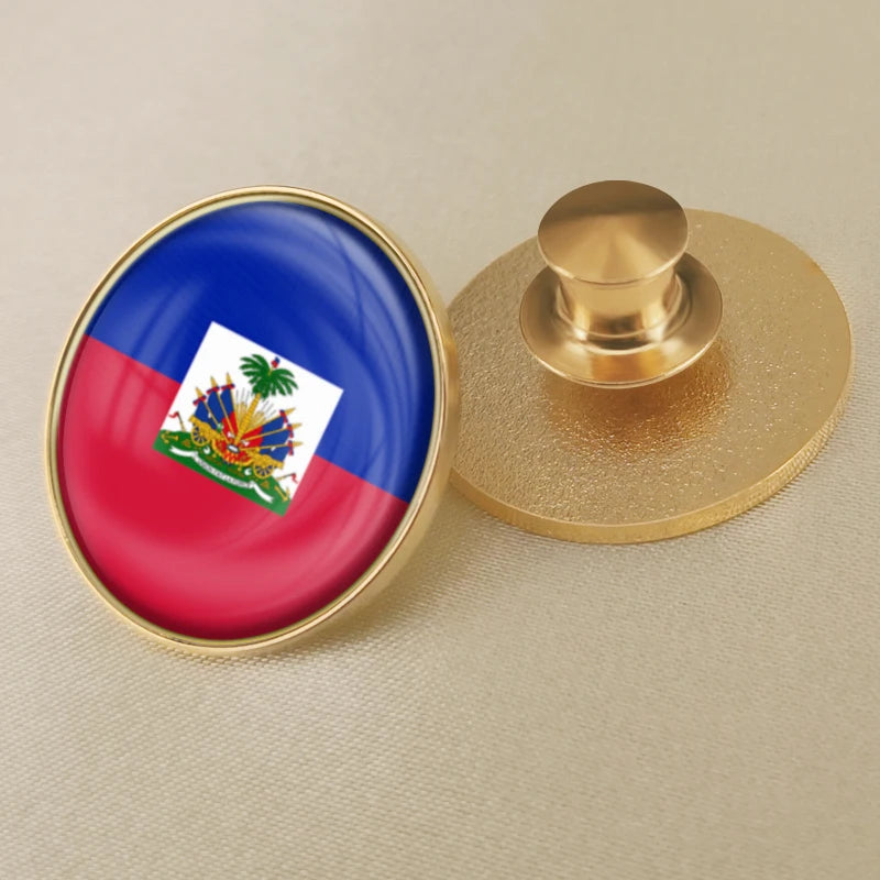 Haiti Haitians Map Flag National Emblem National Flower Brooches Badges Lapel Pins