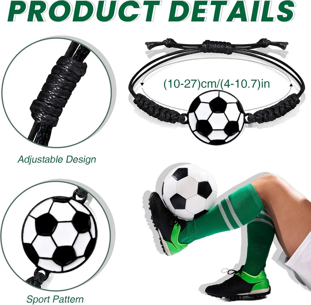 10-20Pcs Soccer Kids Bracelets Adjustable Charm Football Bracelet Sports Woven Cord Bracelets for Soccer Player