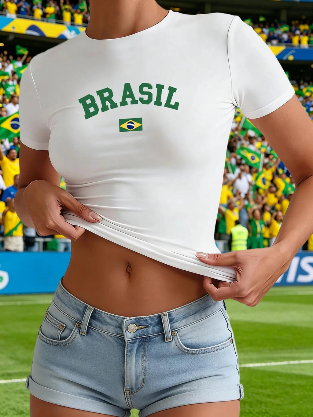 Brasil Flag Simple Camiseta  Womens Y2K T-Shirts Hip Hop Casual T Shirt Yoga Slim Short Sleeves Summer O-neck Feminina Streetwer