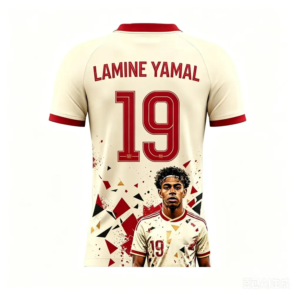 Summer 3D Yamal Print Pattern Children's Outfit Football Jersey T-shirt - Quick-drying and Breathable Suitable for Outdoor Wear