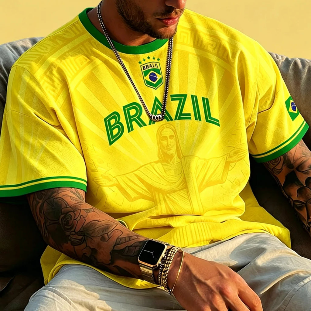 2026 Summer New Brazil Jesus Soccer Jersey Outdoor Soccer Training Breathable Jersey Men s Quick Dry T Shirt for Sports Running