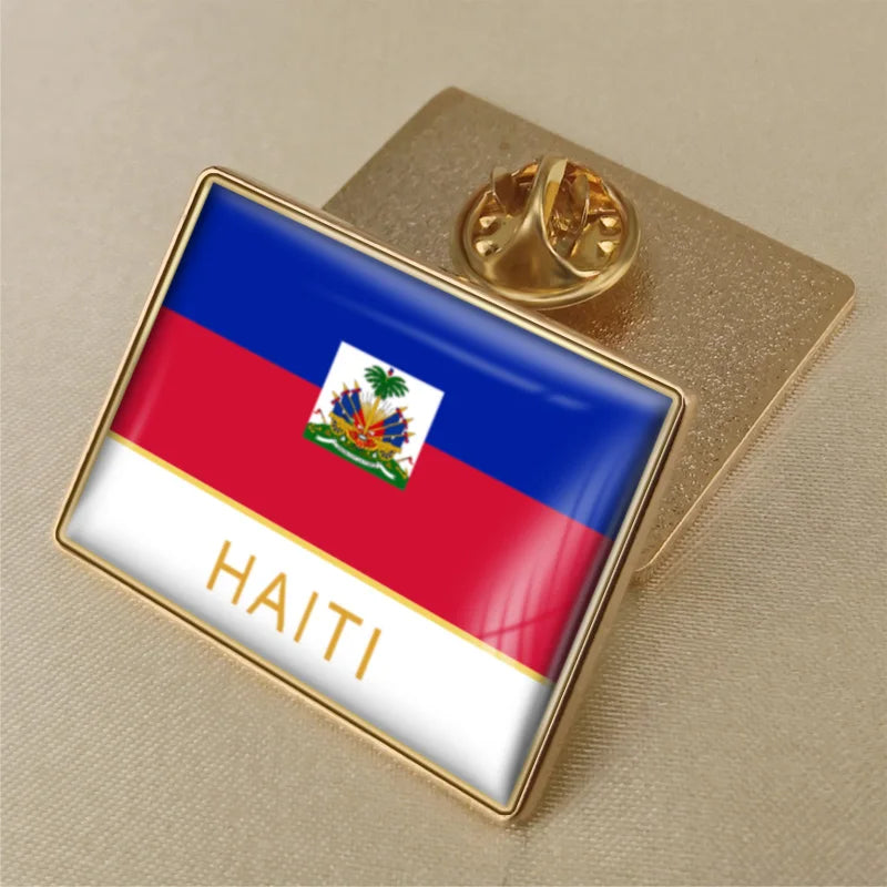 Haiti Haitians Map Flag National Emblem National Flower Brooches Badges Lapel Pins