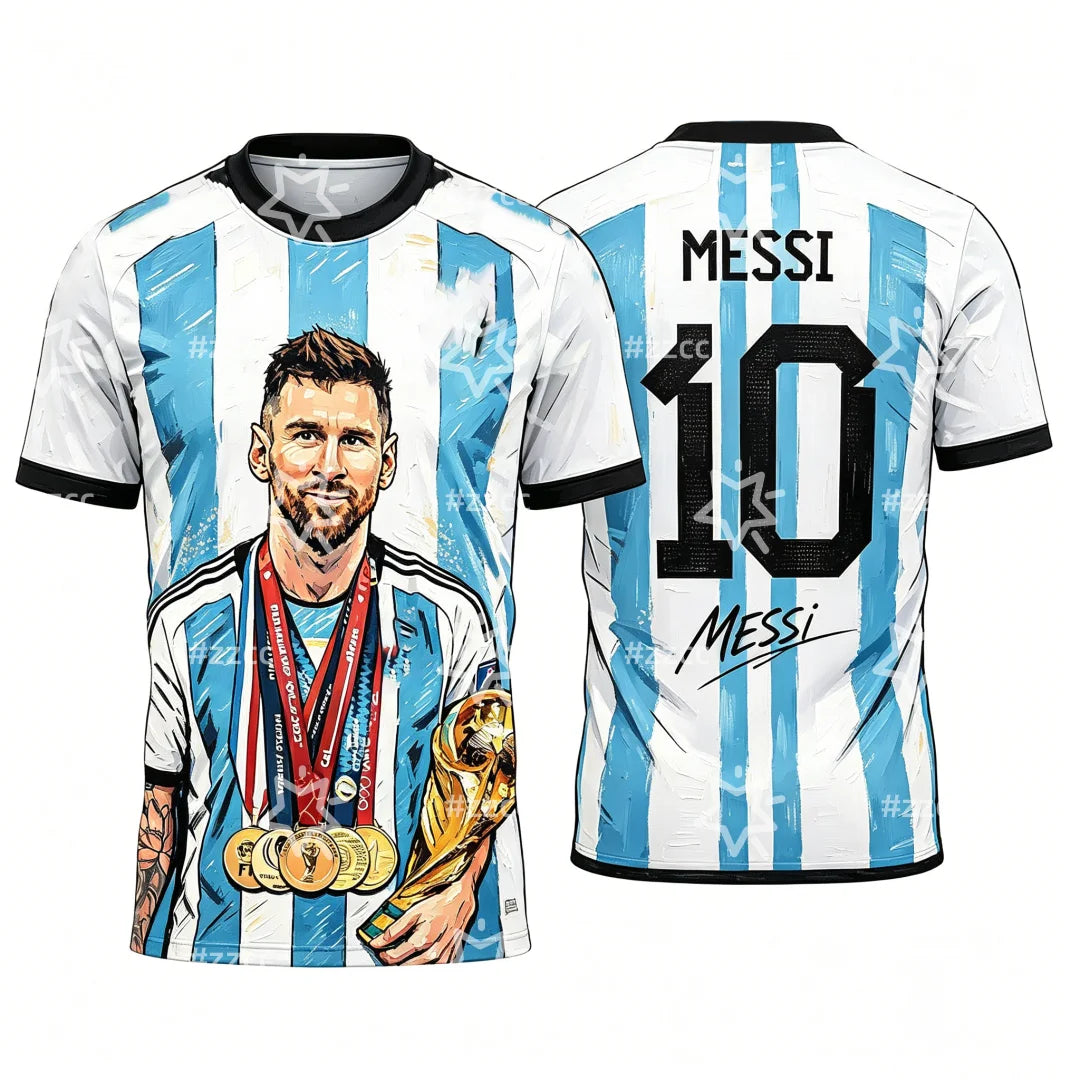 2026 Messi No.10 football jersey fan commemorative gift Summer Sports Men's T-Shirt Kid's Clothing Tee Woman cycling jersey ﻿