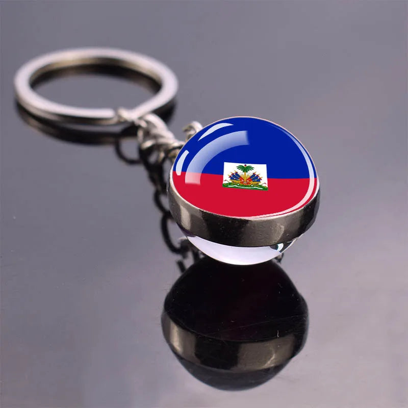 North American Countries Flag Keychains Glass Ball Keyring United States Mexico Canada Country National Flag Jewelry Key Chains
