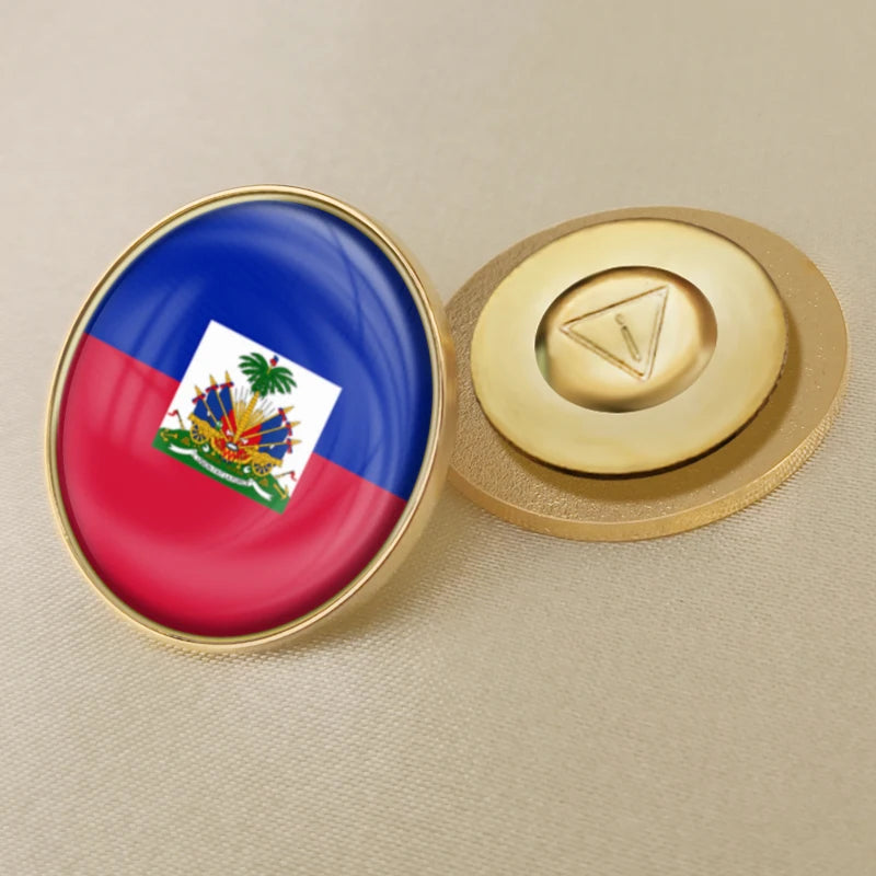 Haiti Haitians Map Flag National Emblem National Flower Brooches Badges Lapel Pins