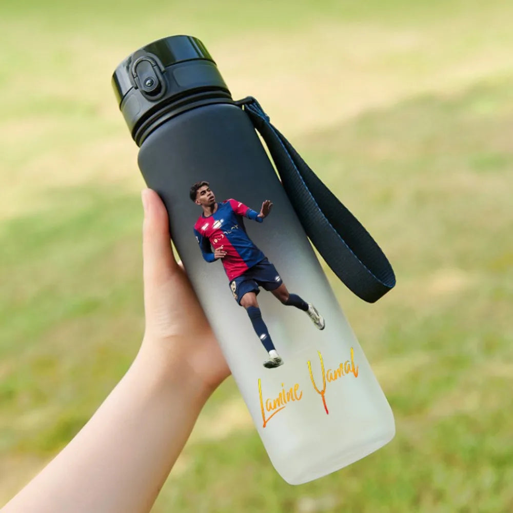 1000ml Football Star Straw Gourd Water Cup Lamine Yamal Large Capacity Sports Flip Cover Drinking Bottle Fans Support Items Gift