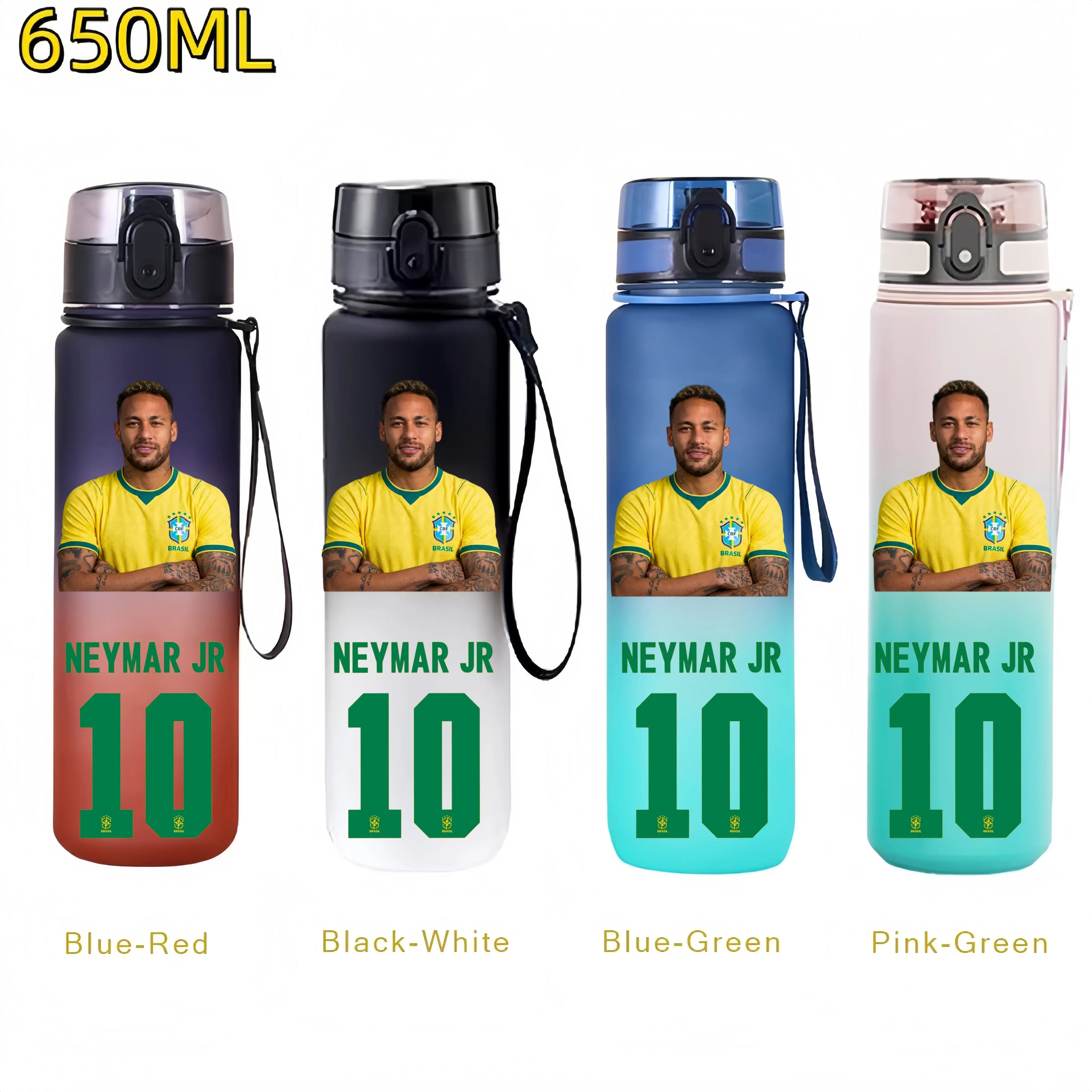 650MLRonaldo Messi Mbappé Sports Water Bottle Bulbasaur Squirtle Drinking Bottles Travel Cycling Hiking Exercise Gym Jugs