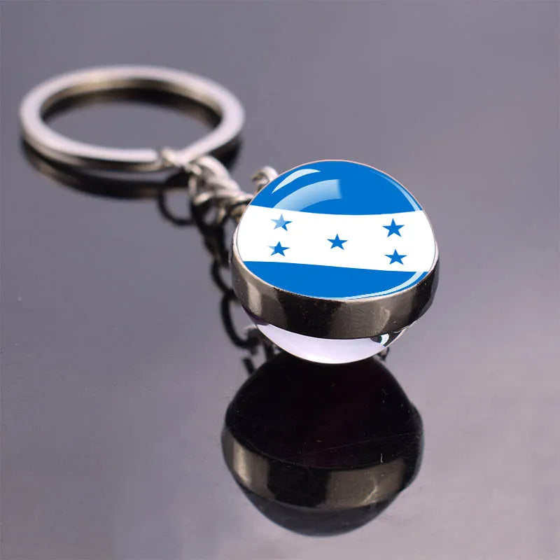 North American Countries Flag Keychains Glass Ball Keyring United States Mexico Canada Country National Flag Jewelry Key Chains