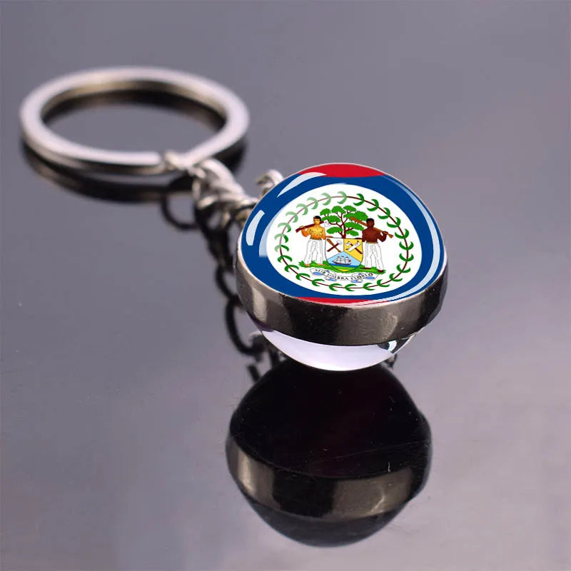 North American Countries Flag Keychains Glass Ball Keyring United States Mexico Canada Country National Flag Jewelry Key Chains