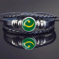 Africa Country Flag Bracelets Men Women Algeria Sudan Tunisia Morocco Flag Glass Dome Black Leather Charm Bangles Punk Jewelry