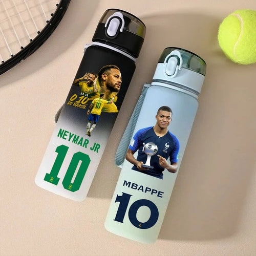 550ML Sports Water Bottle Ronaldo Messi Mbappé Plastic Cup Flip Cover Drinking Bottle With Portable Rope Tea Cup Fans Gifts