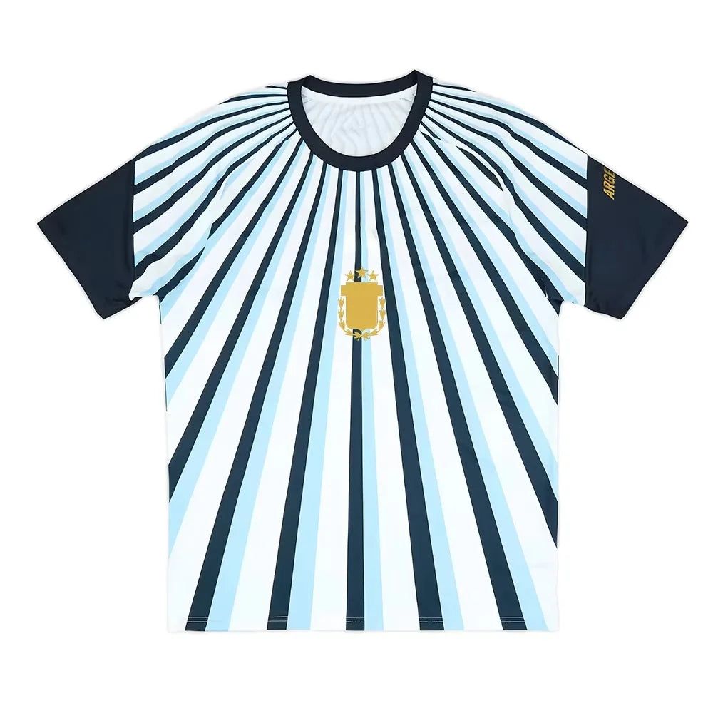 2026 Argentina Soccer Mesh Jersey Football Fans Gift Top Quick Dry Breathable Tees Short Sleeve Unisex Parent-child T-shirt Tops