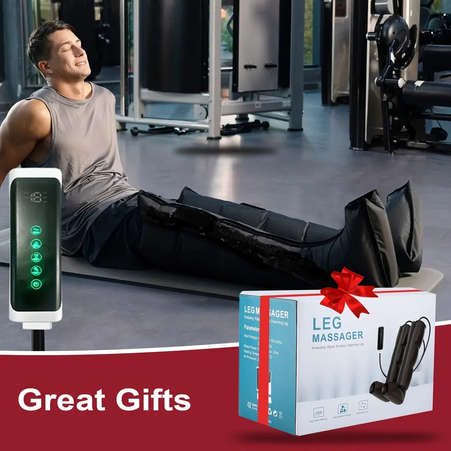 Air Compression Leg & Foot Massager Boots with Heat Therapy