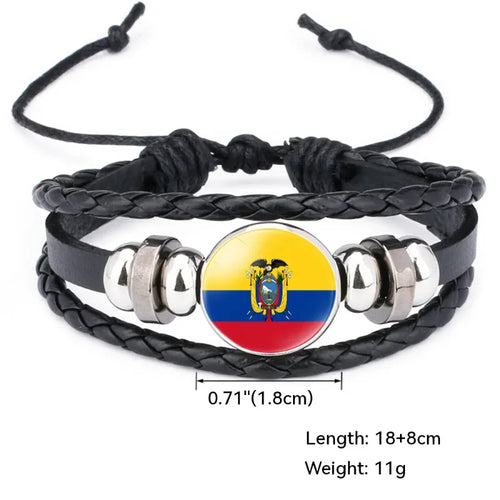 2024 South American Flag Bracelet for Men Venezuela Chile Argentina Bolivia Colombia Peru Brazil Charm Leather Multilayer Bangle