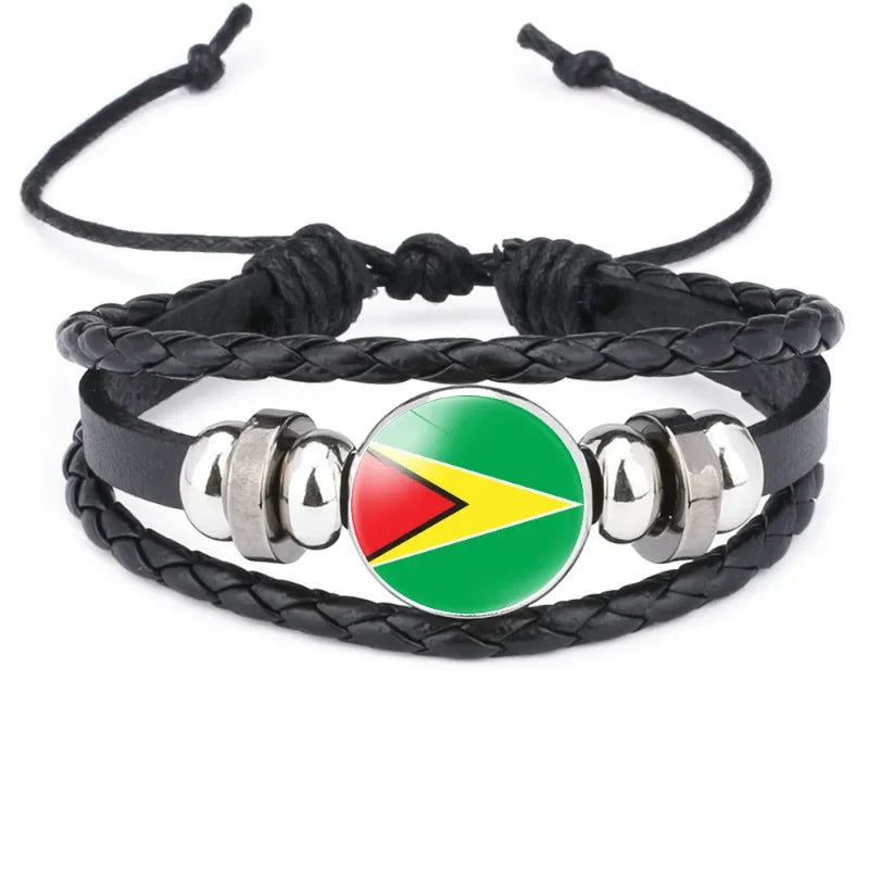 2024 South American Flag Bracelet for Men Venezuela Chile Argentina Bolivia Colombia Peru Brazil Charm Leather Multilayer Bangle