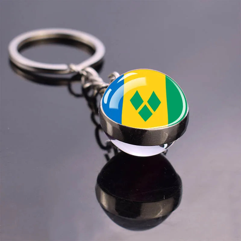 North American Countries Flag Keychains Glass Ball Keyring United States Mexico Canada Country National Flag Jewelry Key Chains