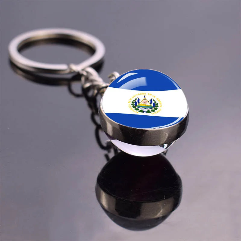 North American Countries Flag Keychains Glass Ball Keyring United States Mexico Canada Country National Flag Jewelry Key Chains