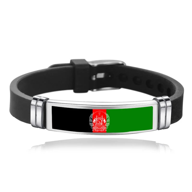 National Flag Bracelet USA France Canada Flags Bangle Adjustable Silicone Sports Bracelets Wristband For Men Jewelry