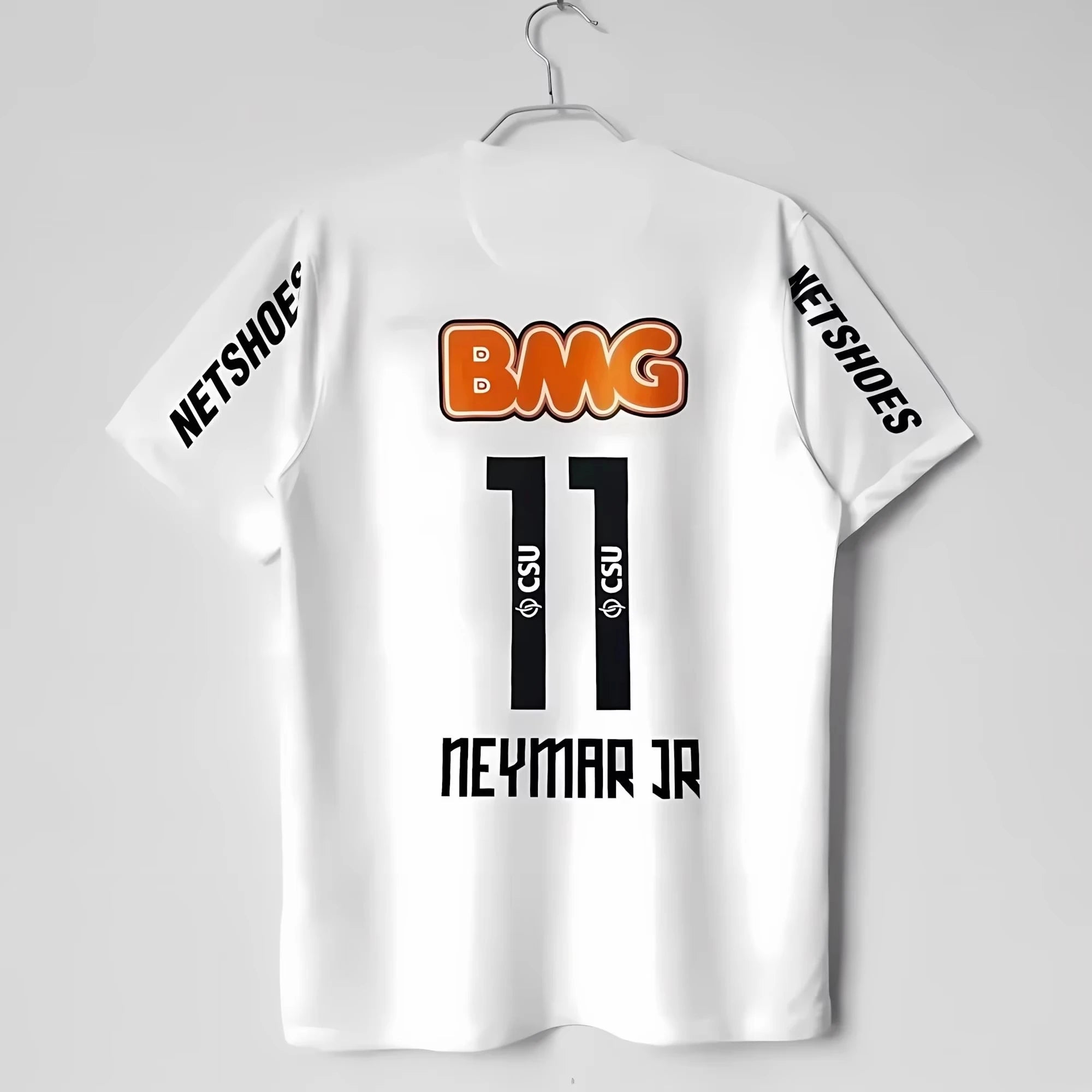 NEYmAR Retro Soccer Cotton Jersey T-Shirt Men 11 Number Player Print Black Short Sleeve Casual Football Fan Streetwear Tee Top