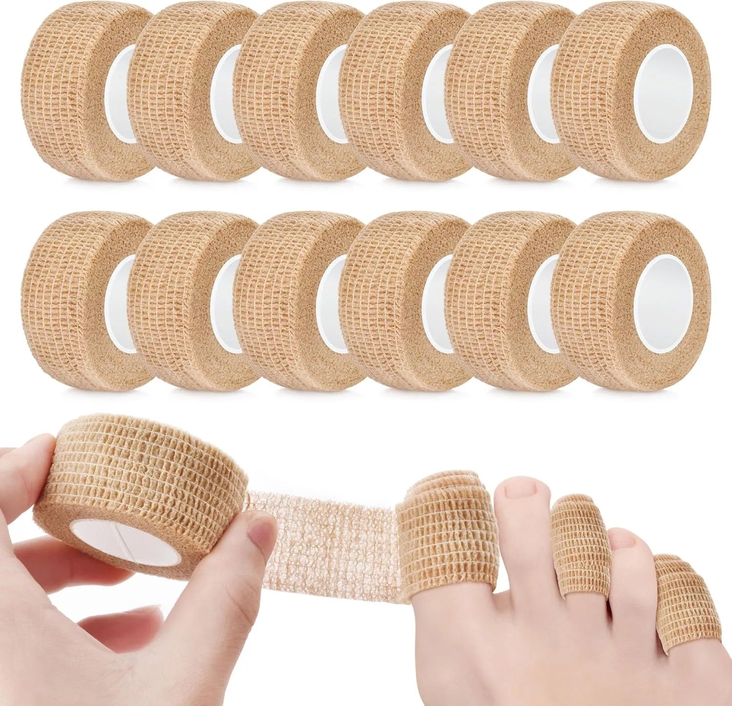 Big Toe Bandage Wrap Stretchy Toe Tape Protect Toes & Fingers from Pain Relief Self Adhesive Bandage Wrap Suitable for Thumb, Wr