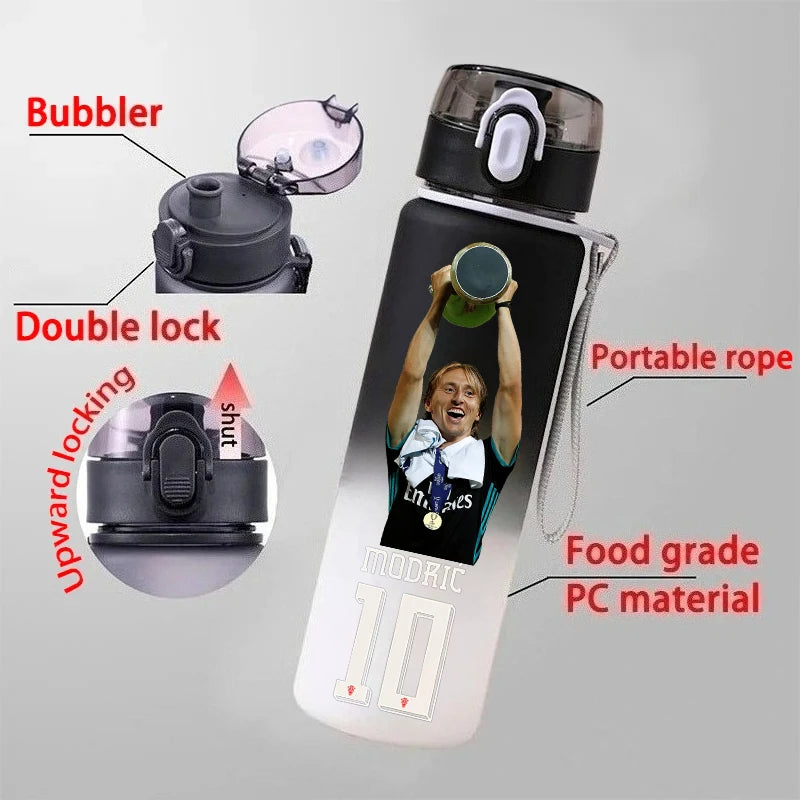 550ML Sports Water Bottle Ronaldo Messi Mbappé Plastic Cup Flip Cover Drinking Bottle With Portable Rope Tea Cup Fans Gifts
