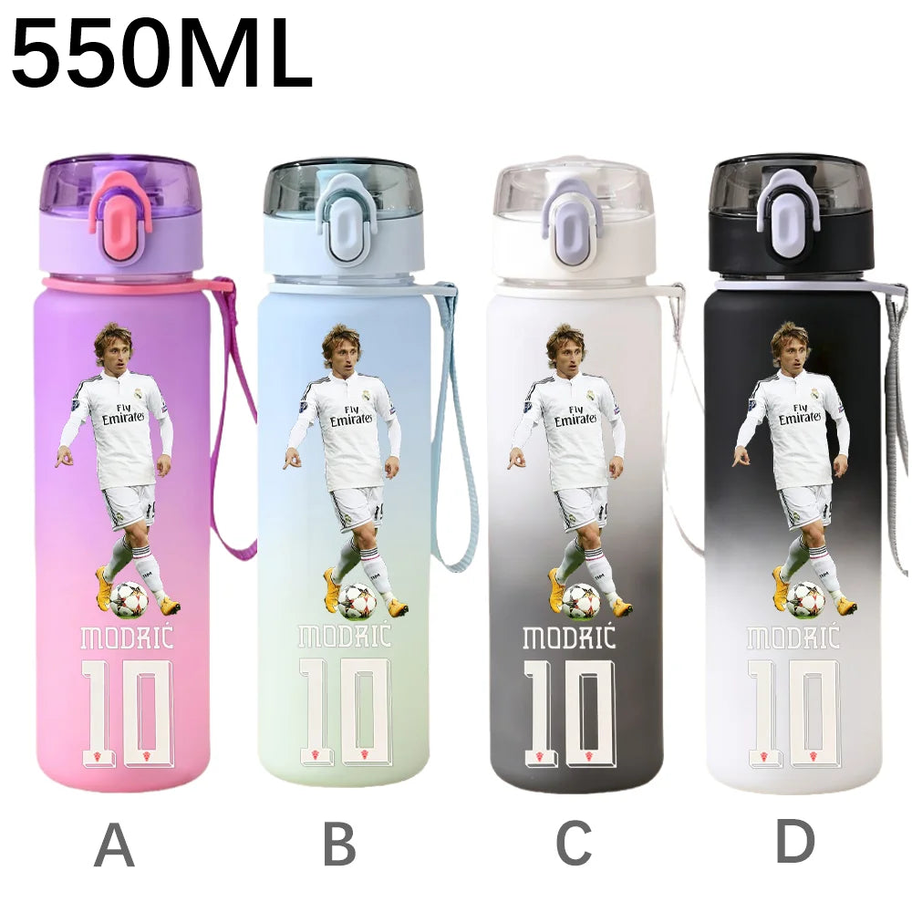 550ML Sports Water Bottle Ronaldo Messi Mbappé Plastic Cup Flip Cover Drinking Bottle With Portable Rope Tea Cup Fans Gifts