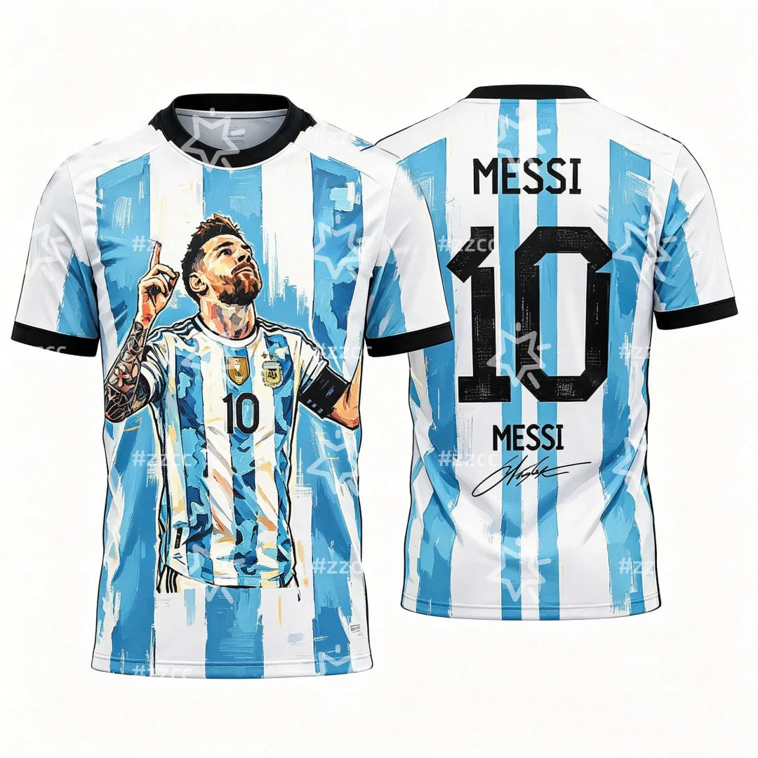 2026 Messi No.10 football jersey fan commemorative gift Summer Sports Men's T-Shirt Kid's Clothing Tee Woman cycling jersey ﻿