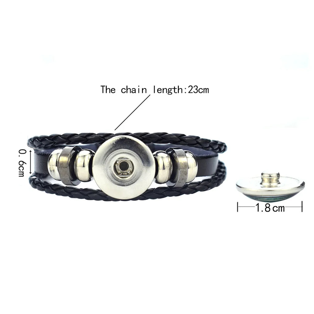 Africa Country Flag Bracelets Men Women Algeria Sudan Tunisia Morocco Flag Glass Dome Black Leather Charm Bangles Punk Jewelry