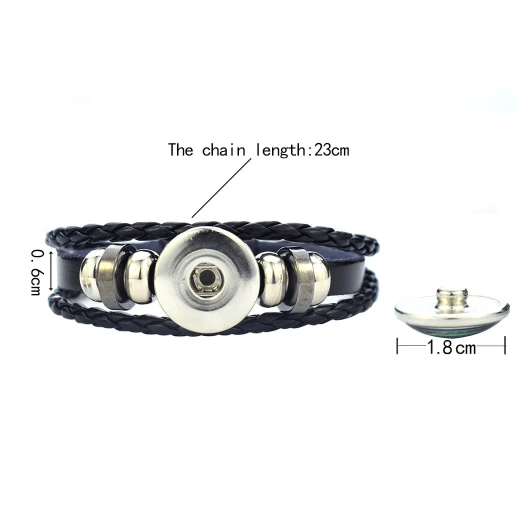 Africa Country Flag Bracelets Men Women Algeria Sudan Tunisia Morocco Flag Glass Dome Black Leather Charm Bangles Punk Jewelry