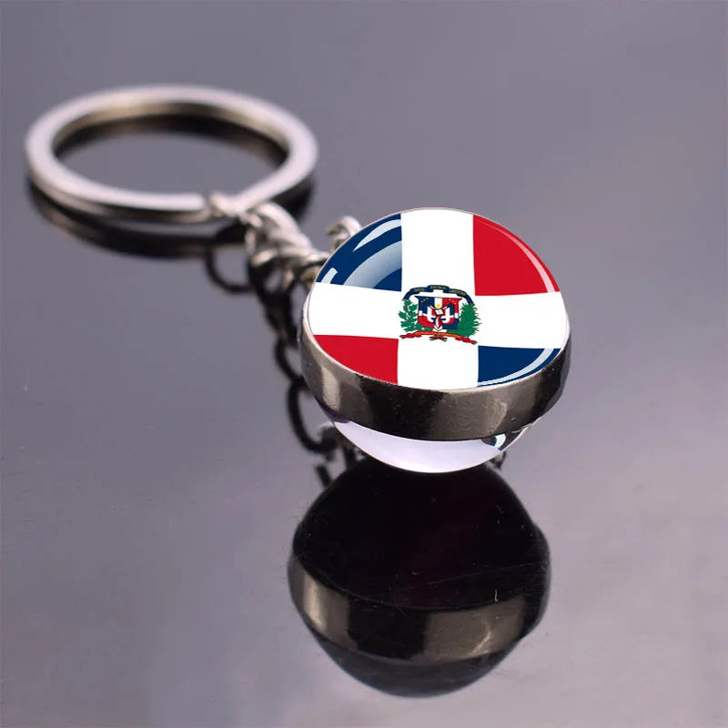North American Countries Flag Keychains Glass Ball Keyring United States Mexico Canada Country National Flag Jewelry Key Chains