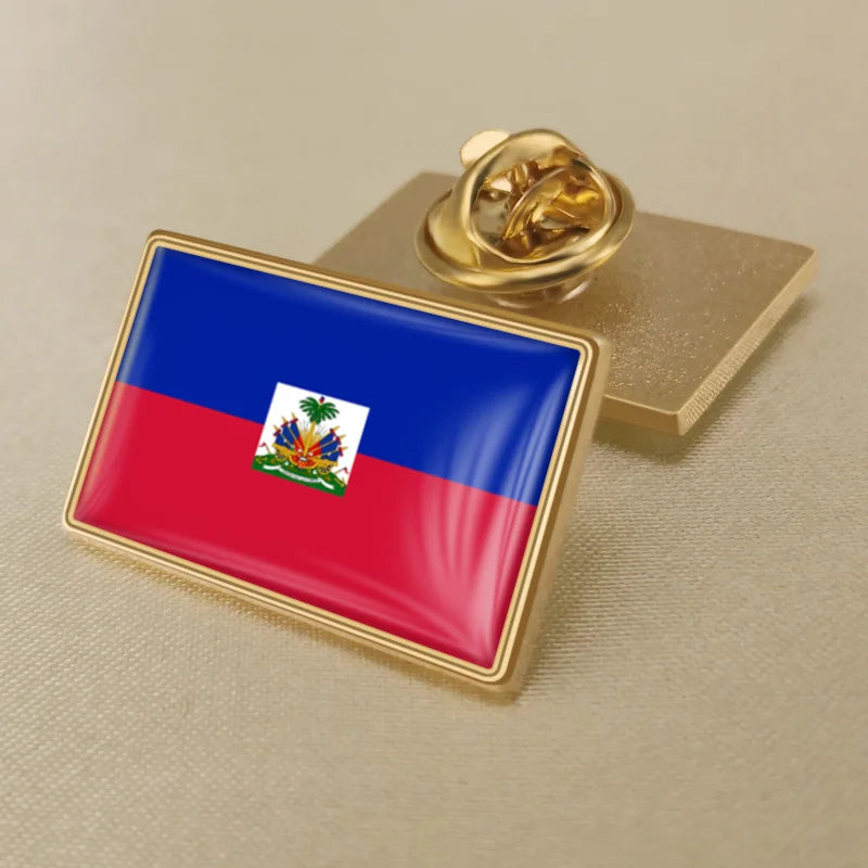 Haiti Haitians Map Flag National Emblem National Flower Brooches Badges Lapel Pins